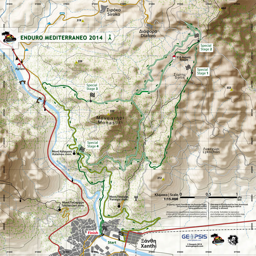 enduro race xanthi 2014 map